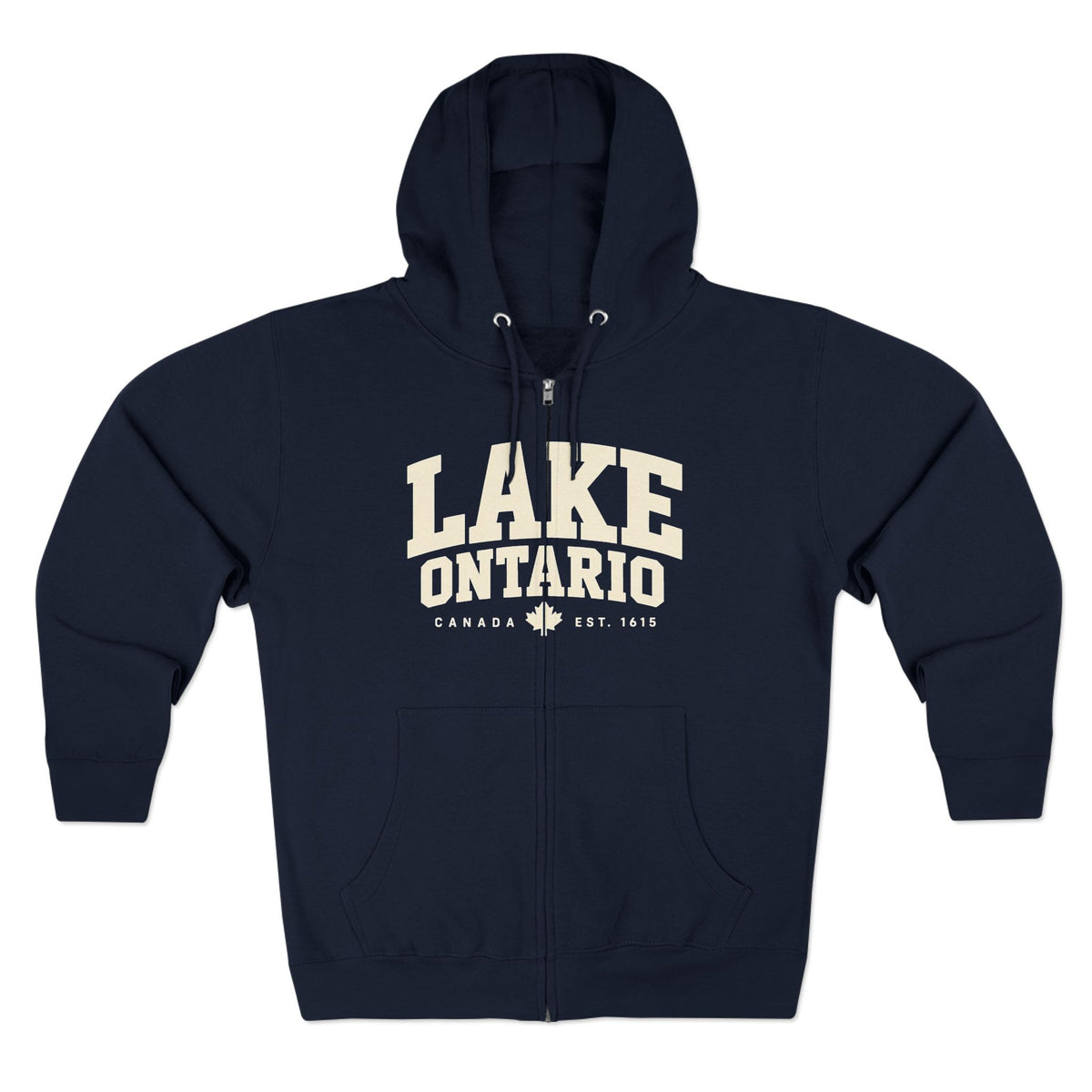 Lake Ontario zip hoodie, hood detail