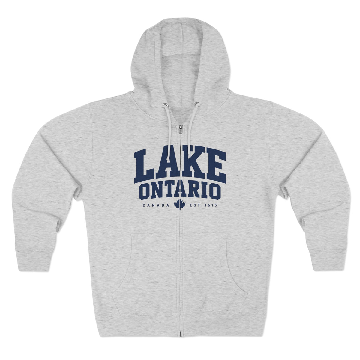 Lake Ontario zip hoodie, front view