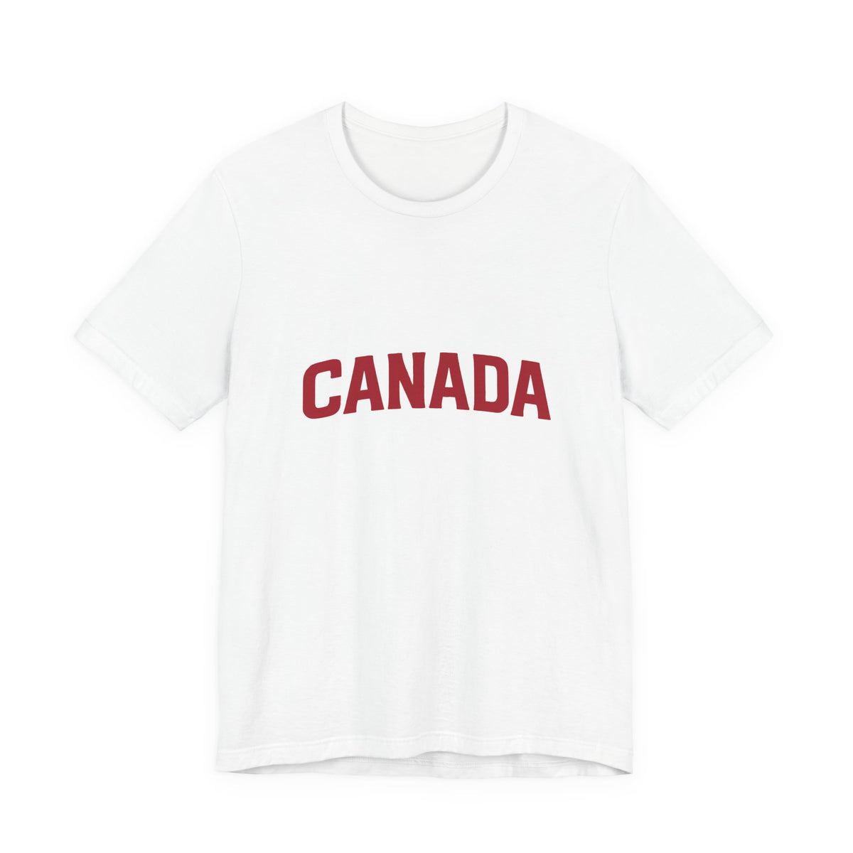 Canada varsity wordmark t-shirt in white with maroon collegiate lettering - front view