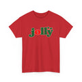 Jolly Christmas T-Shirt in Red with the holly jolly logo