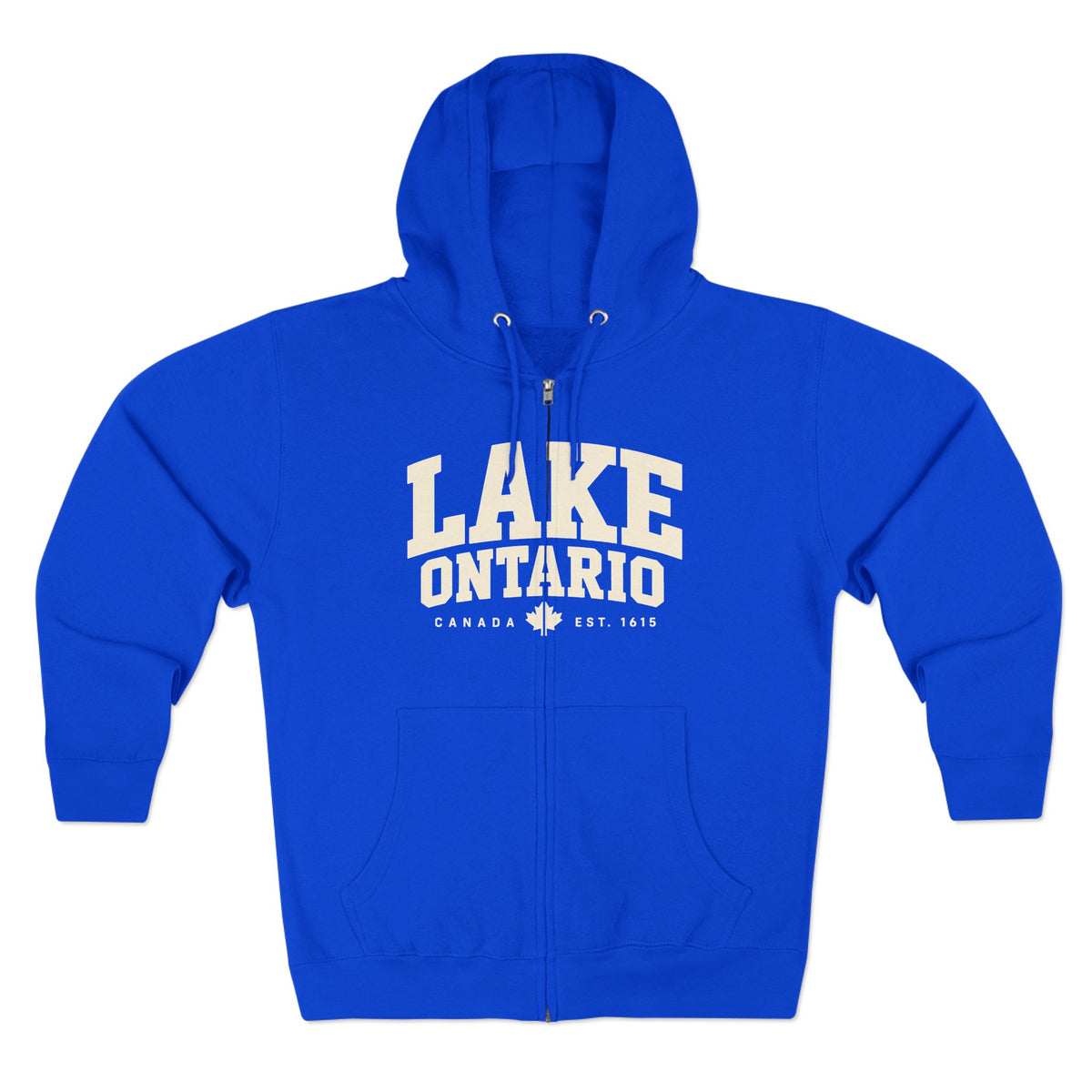 Lake Ontario zip hoodie, side view