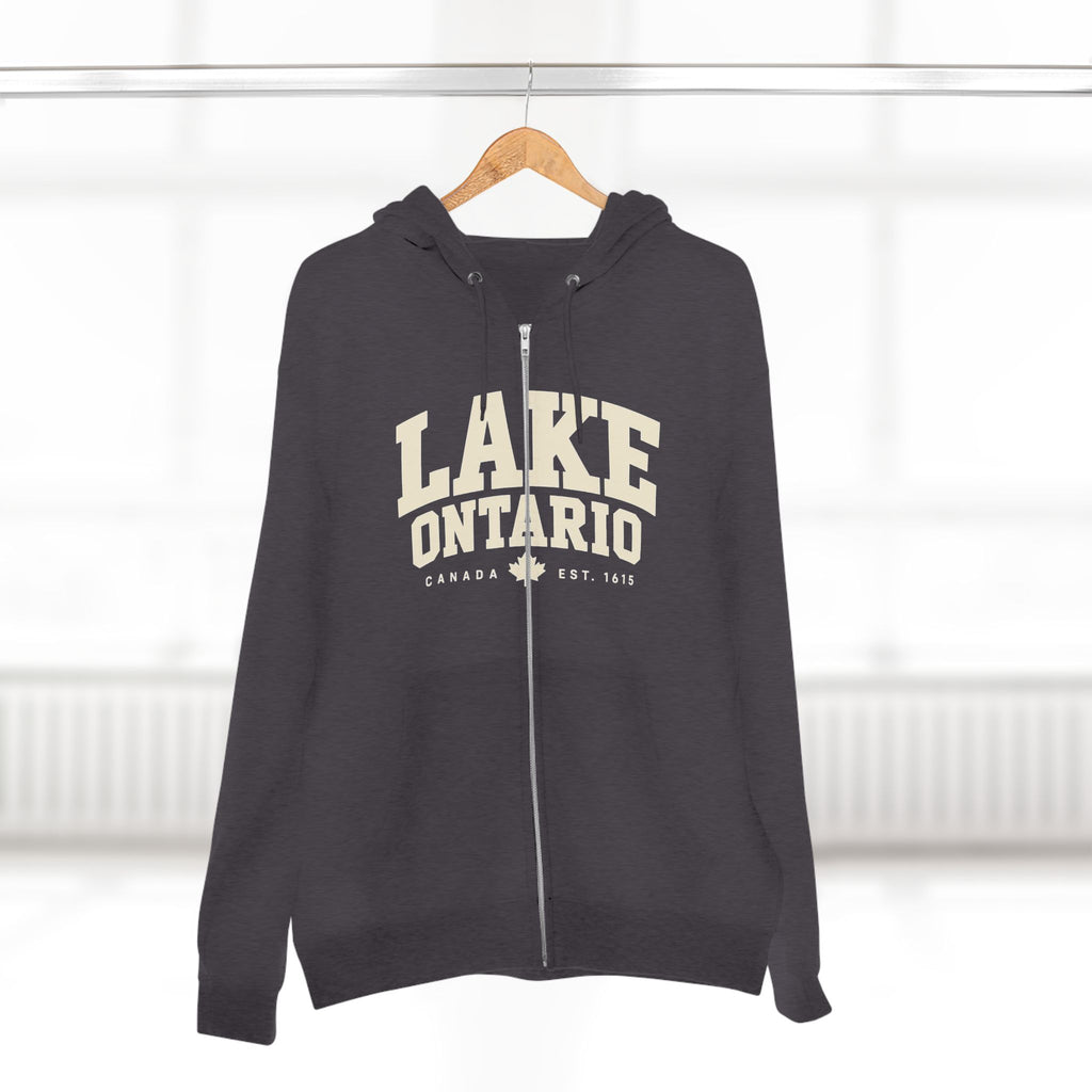 Lake Ontario zip hoodie, model back view