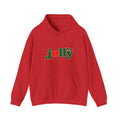 Jolly Christmas Hoodie in Red with the holly jolly logo