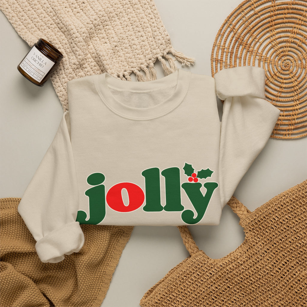Jolly Christmas Crewneck Sweatshirt, holly jolly holiday sweater